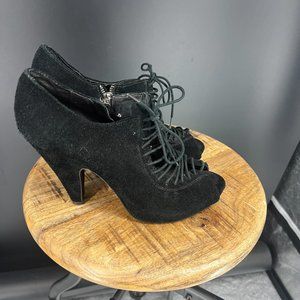 Steve Madden Tribbe Bootie Black Leather Lace Up